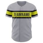 Personalized Gray Yellow Black Neon Baseball Jersey - Authentic Design Personalized Gray Neon Yellow-Black Authentic Baseball