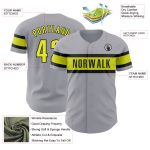 Personalized Gray Yellow Black Neon Baseball Jersey - Authentic Design Personalized Gray Neon Yellow-Black Authentic Baseball