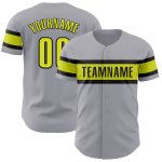 Personalized Gray Yellow Black Neon Baseball Jersey - Authentic Design Personalized Gray Neon Yellow-Black Authentic Baseball