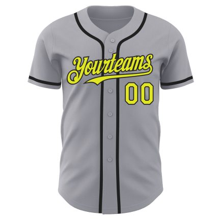 Custom Baseball Jersey with Personalized Name and Number - Gray Yellow Black Authentic Design Personalized Gray Neon Yellow-Black