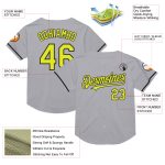 Custom Name and Number Gray Neon Yellow-Black Mesh Baseball Jersey - Authentic Throwback Design Personalized Gray Neon Yellow-Black