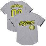 Custom Name and Number Gray Neon Yellow-Black Mesh Baseball Jersey - Authentic Throwback Design Personalized Gray Neon Yellow-Black