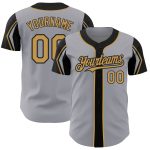 Custom Name and Number Baseball Jersey in Personalized Gray, Old Gold, Black - Authentic Team Jersey Personalized Gray Old