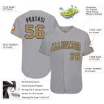 Custom Name and Number Authentic Baseball Jersey - Personalized Gray and Black Old Gold Team Jersey Personalized Gray Old