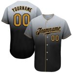 Custom Name and Number Personalized Gray Gold Black Mens Baseball Jersey - Authentic Fade Fashion Team Wear Personalized
