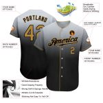 Custom Name and Number Personalized Gray Gold Black Mens Baseball Jersey - Authentic Fade Fashion Team Wear Personalized