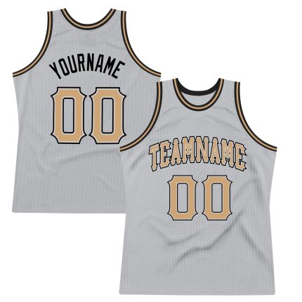 Custom Personalized Basketball Jersey - Gray Old Gold-Black, Authentic Throwback, Team Name & Number Personalized Gray Old