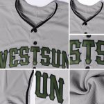 Custom Name and Number Memorial Day Baseball Jersey - Personalized Gray Olive-Black Authentic Team Jersey Personalized Gray
