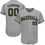 Custom Name and Number Memorial Day Baseball Jersey - Personalized Gray Olive-Black Authentic Team Jersey Personalized Gray