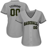 Custom Name and Number Memorial Day Baseball Jersey - Personalized Gray Olive-Black Authentic Team Jersey Personalized Gray