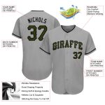 Custom Name and Number Memorial Day Baseball Jersey - Personalized Gray Olive-Black Authentic Team Jersey Personalized Gray