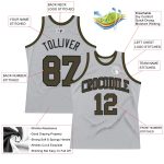 Custom Name and Number Basketball Jersey - Personalized Gray Olive-Black Authentic Throwback Design Personalized Gray Olive-Black