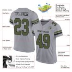Custom Name and Number Personalized Football Jersey in Gray Olive-Black Mesh - Authentic Team Gear Personalized Gray Olive-Black