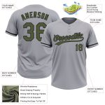 Custom Name Number Unisex Softball Jersey - Personalized Gray Olive-Black Two-Button Design Personalized Gray Olive-Black