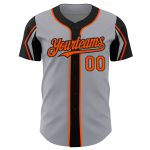 Custom Name and Number Authentic Baseball Jersey in Gray, Orange, and Black - Personalized Team Apparel Personalized Gray