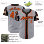 Custom Name and Number Authentic Baseball Jersey in Gray, Orange, and Black - Personalized Team Apparel Personalized Gray