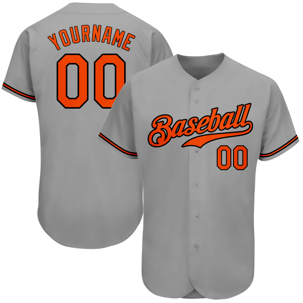 Personalized Gray and Orange Black Baseball Jersey - Authentic Custom Team Gear Personalized Gray Orange-Black Authentic