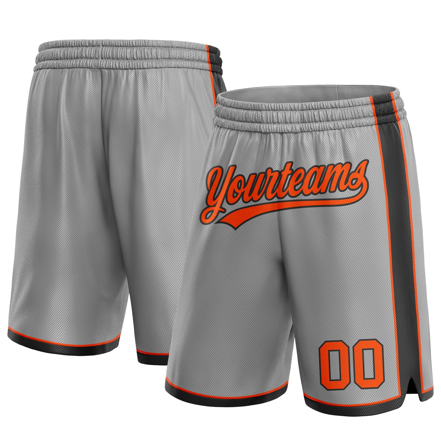 Custom Name Number Basketball Shorts - Personalized Gray Orange Black Team Authentic Design Personalized Gray Orange-Black