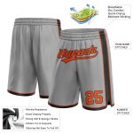 Custom Name Number Basketball Shorts - Personalized Gray Orange Black Team Authentic Design Personalized Gray Orange-Black