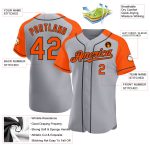 Custom Baseball Jersey - Personalized Gray Orange-Black Authentic Raglan Sleeves with Team Name and Number Personalized Gray