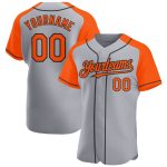 Custom Baseball Jersey - Personalized Gray Orange-Black Authentic Raglan Sleeves with Team Name and Number Personalized Gray