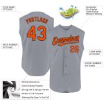 Personalized Gray Orange Black Baseball Jersey - Authentic Sleeveless Design Personalized Gray Orange-Black Authentic Sleeveless