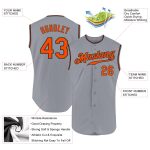 Custom Authentic Sleeveless Baseball Jersey, Personalized Gray and Orange-Black Design with Name and Number Personalized