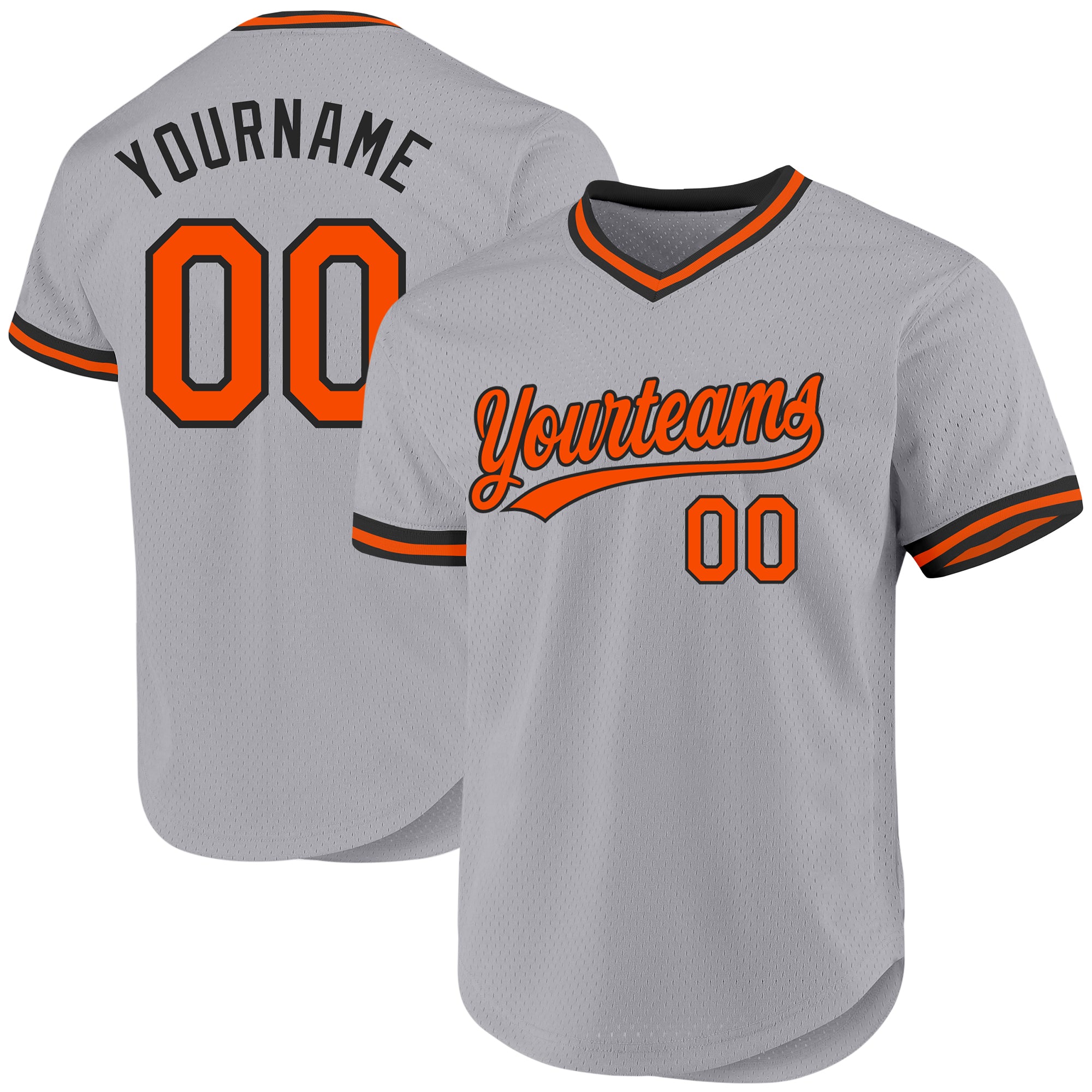 Custom Name Number Baseball Jersey - Personalized Gray Orange-Black Authentic Throwback Design Personalized Gray Orange-Black