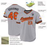 Custom Name Number Baseball Jersey - Personalized Gray Orange-Black Authentic Throwback Design Personalized Gray Orange-Black