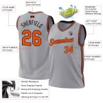 Personalized Gray Orange Black Basketball Jersey - Authentic Throwback Style Personalized Gray Orange-Black Authentic Throwback