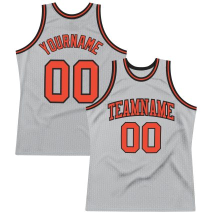 Custom Name Number Basketball Jersey - Personalized Authentic Throwback Gray Orange-Black Team Colors Personalized Gray Orange-Black