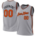 Personalized Gray Orange Black Basketball Jersey - Authentic Throwback Style Personalized Gray Orange-Black Authentic Throwback