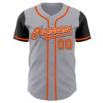 Custom Name and Number Personalized Two Tone Baseball Jersey - Gray Orange Black Authentic Sports Apparel Personalized Gray