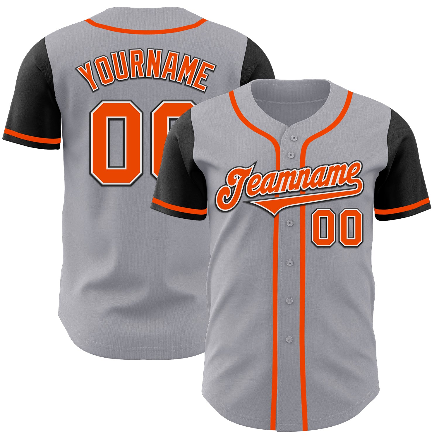 Custom Name and Number Personalized Two Tone Baseball Jersey - Gray Orange Black Authentic Sports Apparel Personalized Gray
