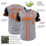 Custom Name and Number Personalized Two Tone Baseball Jersey - Gray Orange Black Authentic Sports Apparel Personalized Gray