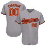 Customizable Gray Black Orange Baseball Jersey with Personalized Name and Number Personalized Gray Orange-Black Baseball