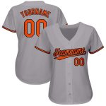 Customizable Gray Black Orange Baseball Jersey with Personalized Name and Number Personalized Gray Orange-Black Baseball