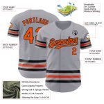 Custom Name and Number Authentic Baseball Jersey - Personalized Gray Orange Black Line Team Jersey Personalized Gray Orange-Black