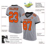 Custom Gray Black Orange Mesh Football Jersey Authentic Personalized Gray Orange-Black Mesh Authentic Football Jersey