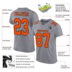 Custom Personalized Football Jersey - Authentic Gray Orange-Black Mesh with Custom Name & Number Personalized Gray Orange-Black