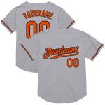 Custom Personalized Baseball Jersey with Gray Orange-Black Mesh, Team Name and Number, Authentic Throwback Style Personalized