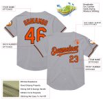 Custom Personalized Baseball Jersey with Gray Orange-Black Mesh, Team Name and Number, Authentic Throwback Style Personalized