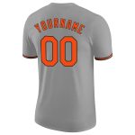 Custom Team Performance T-Shirt with Personalized Name and Number, Gray Orange Black Color Personalized Gray Orange-Black