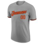 Custom Team Performance T-Shirt with Personalized Name and Number, Gray Orange Black Color Personalized Gray Orange-Black
