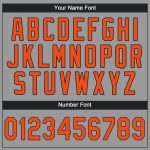 Custom Team Performance T-Shirt with Personalized Name and Number, Gray Orange Black Color Personalized Gray Orange-Black