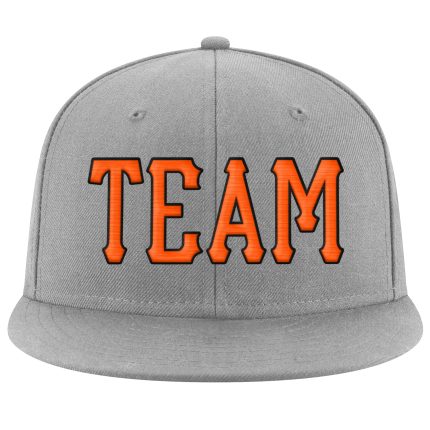 Custom Name Number Adjustable Snapback Hat Personalized Gray Orange Black Stitched Team Merchandise Personalized Gray Orange-Black