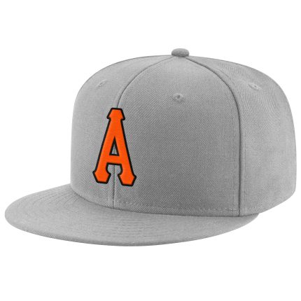Custom Name Number Adjustable Snapback Hat Personalized Gray Orange Black Stitched Team Merchandise Personalized Gray Orange-Black