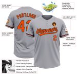 Custom Unisex Softball Jersey - Gray Orange and Black Two-Button Design Personalized Gray Orange-Black Two-Button Unisex