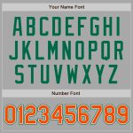 Custom Two-Tone Gray Orange-Kelly Green Bomber Varsity Letterman Jacket with Personalized Name and Number Personalized Gray
