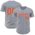 Custom Name and Number Personalized Gray Orange-Light Blue Baseball Jersey Authentic Team Apparel Personalized Gray Orange-Light